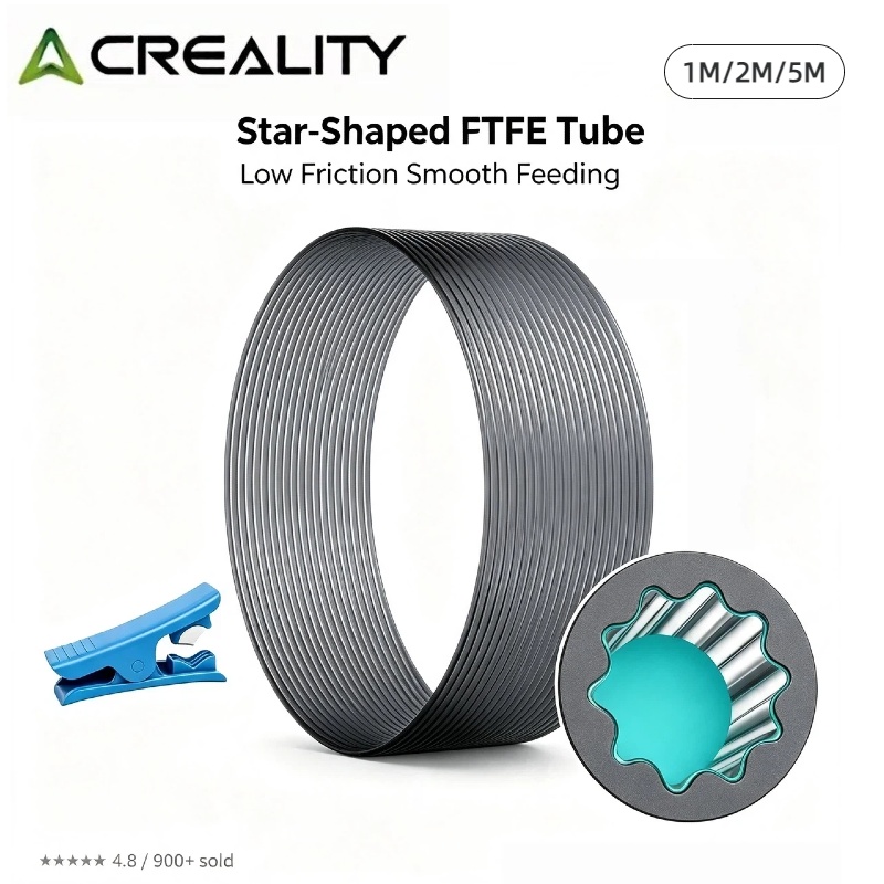 Ptfe Tape Thread - Creality製、PTFEチューブ、低摩擦、星型内面構造、260 ° C 高温対応チューブ（カッター付き）、3Dプリンター用部品