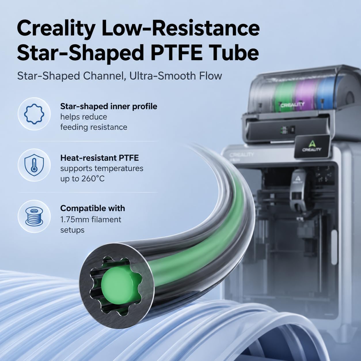 Creality製、PTFEチューブ、低摩擦、星型内面構造、 - Ptfe Tape Thread のレビューと価格