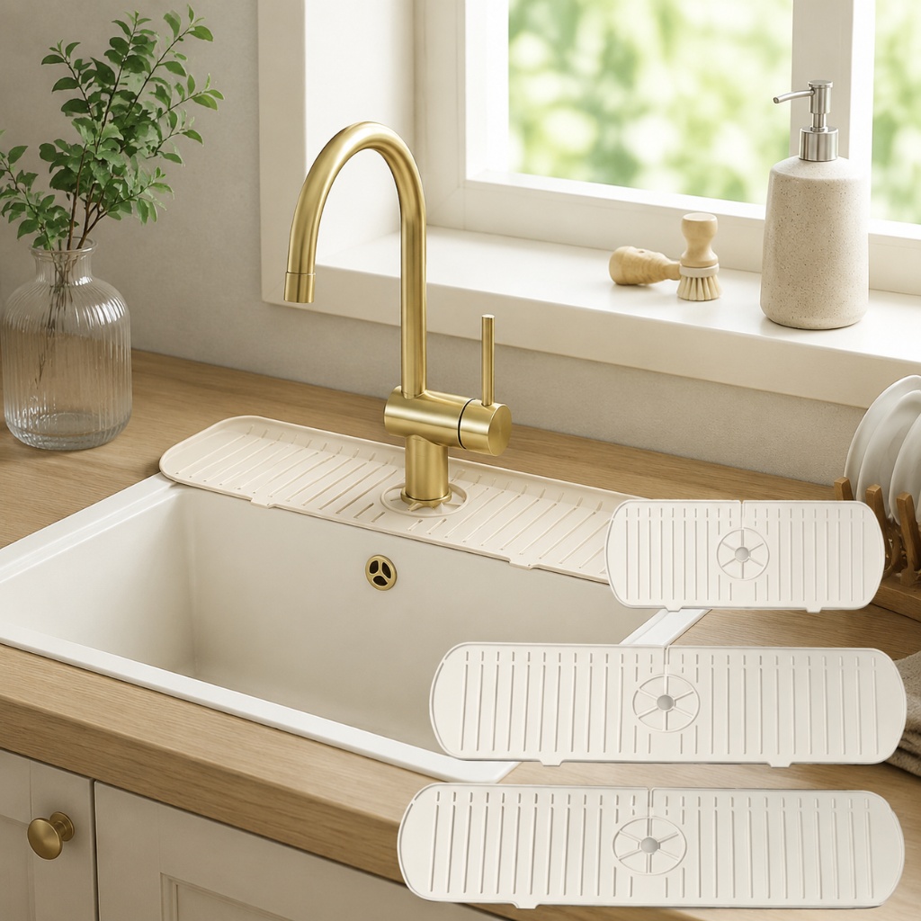 シリコン製蛇口マット シンクスプラッシュガード 大型排水乾燥 - Silicone Tap Washer のレビューと価格