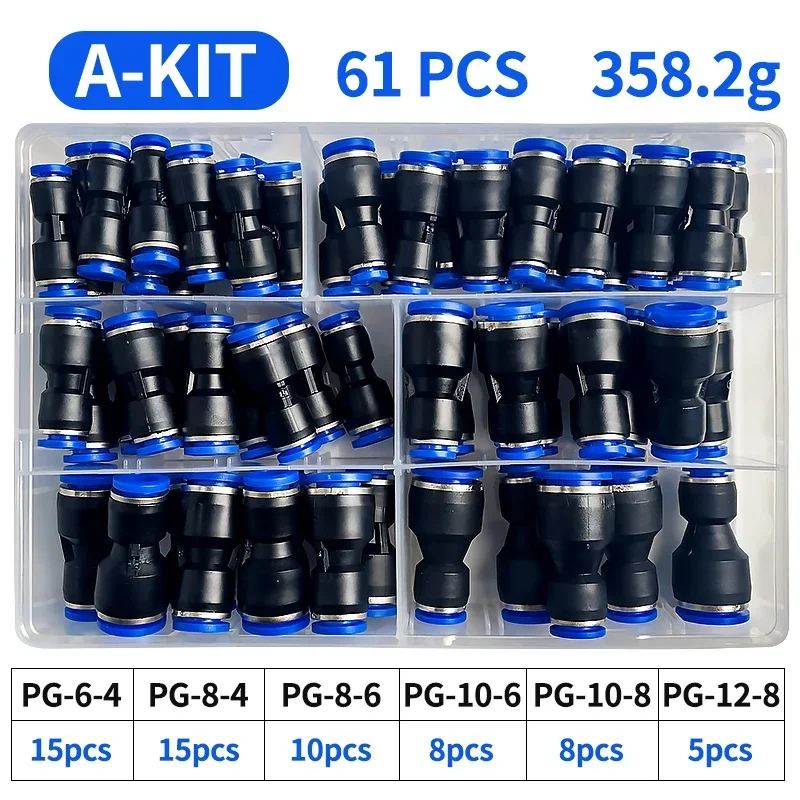 箱入りpg空気圧コネクタエアパイプ、61個、4mm、6mm、 - Compression Fitting Brass のレビューと価格